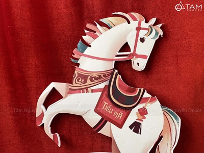 Tranh con ngựa treo trang trí Tết Bính Ngọ 2026 bằng Formex [Độc quyền - In sắc nét] C60cm FORM-TET-02